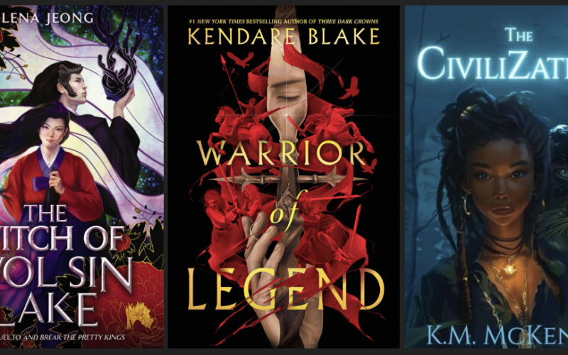 The covers of The Witch of Wol Sin Lake, Warrior of Legend, and The Civilization.